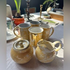Bennington Pottery Yellow Agate Coffee Set.